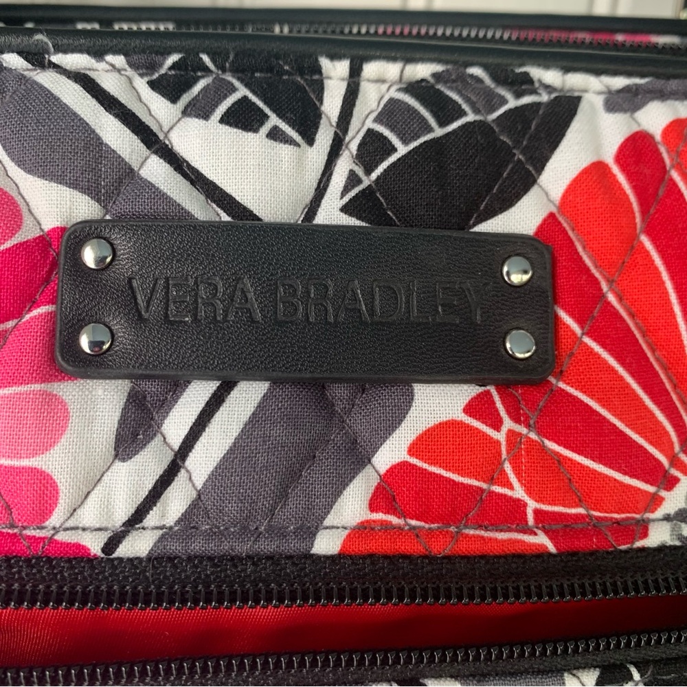 Vera Bradley Pink & Red, Gray, Black & White Floral Tote Bag w/Leather Handles - Picture 2 of 12